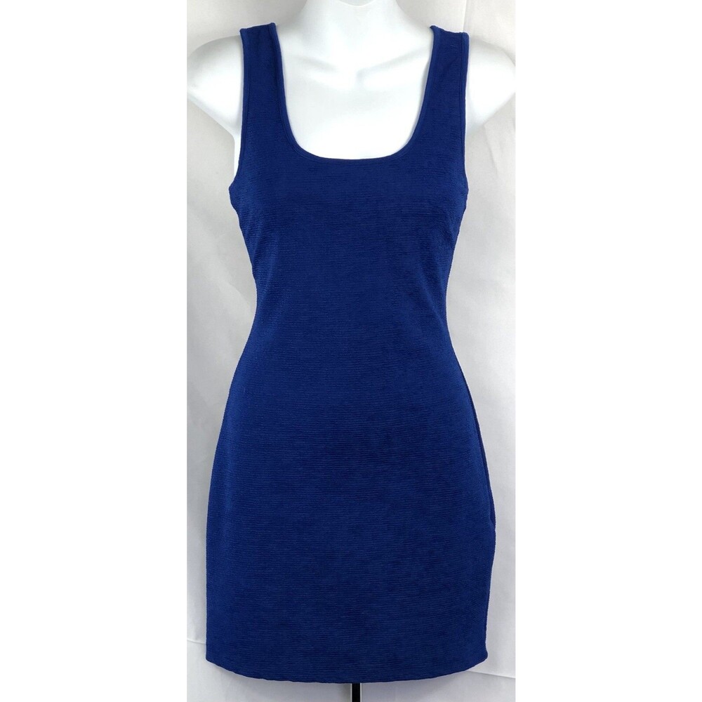 Forever 21 Sleeveless Tank Mini Dress M Blue Scoop Neck Bodycon Club glam Y2K